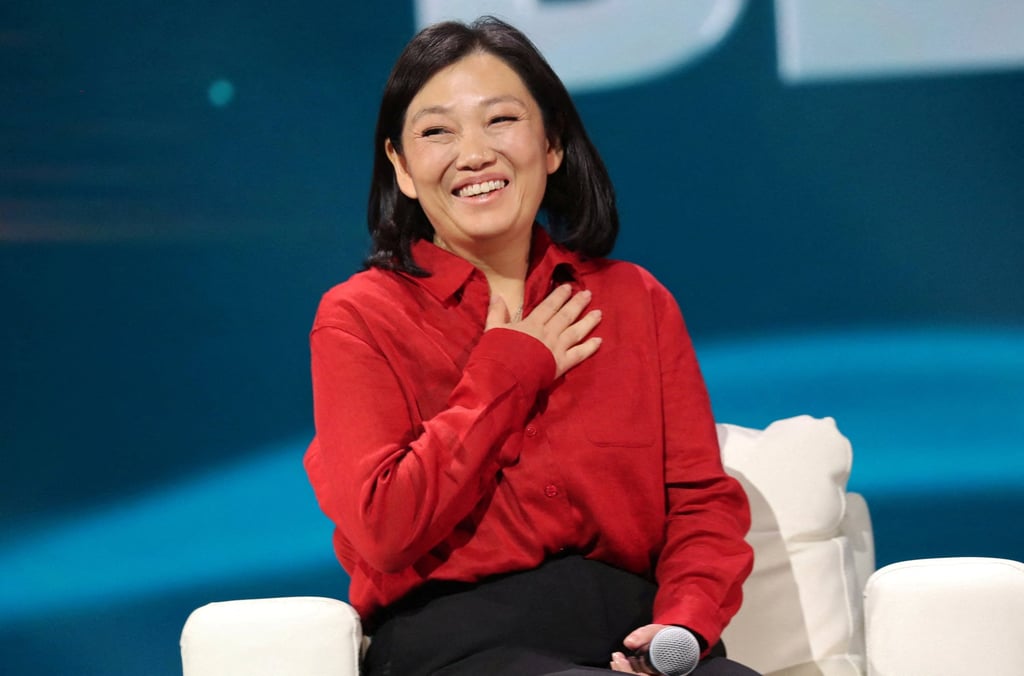 Tatyana Kim, founder of online retailer Wildberries, speaks at the Central Asian Women’s Forum “BeWoman” in Almaty, Kazakhstan, in October 2024. Photo: Reuters