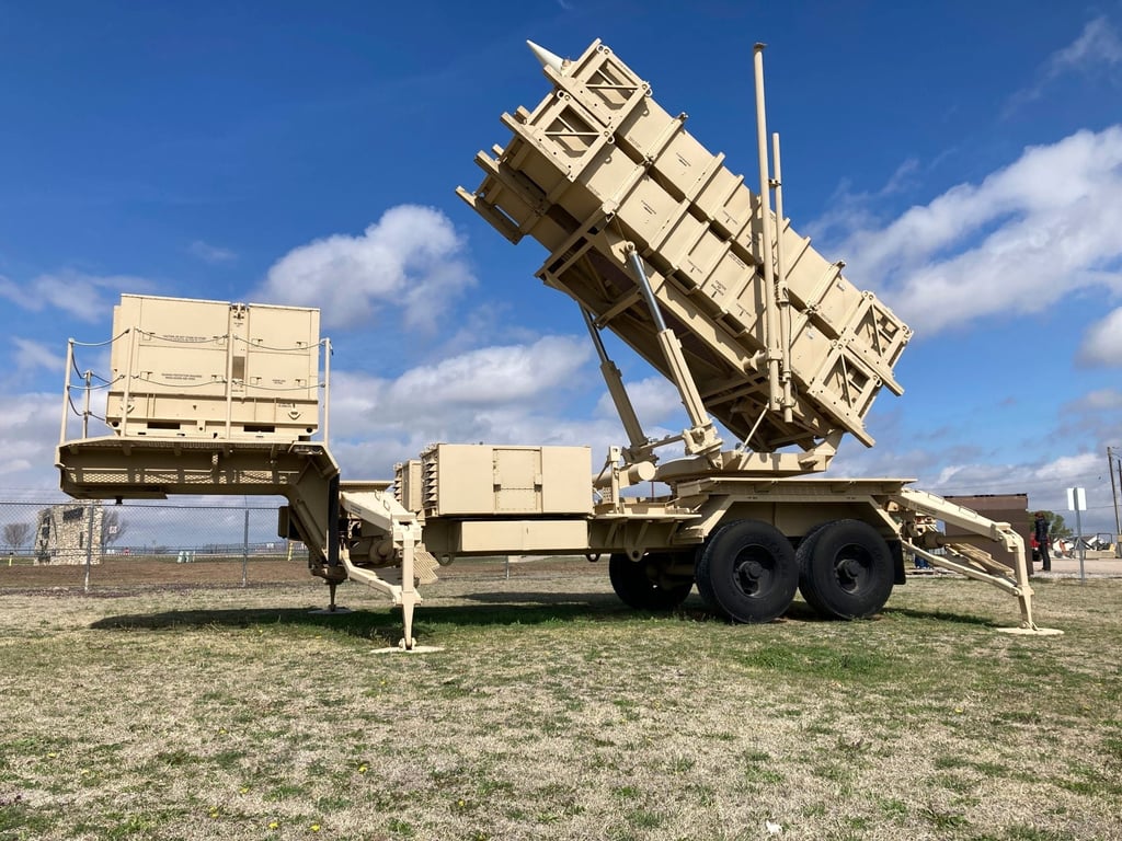 A Patriot missile mobile launcher is seen outside a US Army base in 2023. Photo: AP