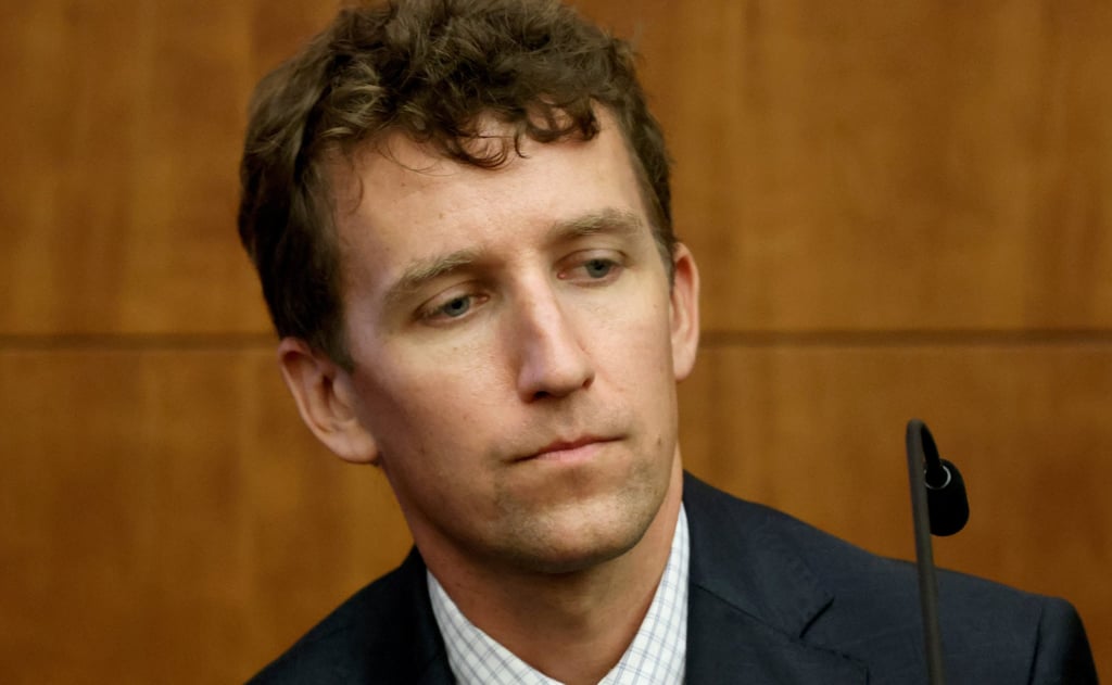 Patrick Clancy looks on from the witness box during Lindsay Clancy’s murder trial in Plymouth, Massachusetts, on Wednesday. Photo: Reuters