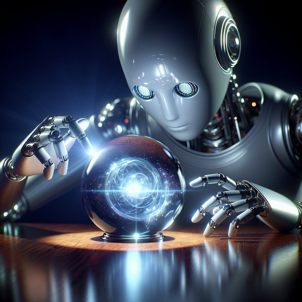 An AI robot looks into a crystal ball. Political leaders worldwide are weighing control of AI technology with market leadership. File photo: Shutterstock