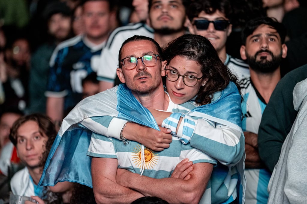 Argentina fans in Berlin appear dejected during a screening of the Fifa World Cup final on July 19. Photo: dpa