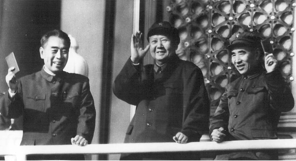 Chinese leader Mao Zedong, flanked by his deputy Lin Biao (right) and premier Zhou Enlai, in Beijing in October 1967. Photo: AFP
