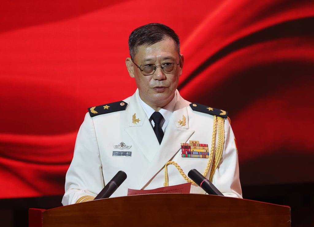 Rear Admiral Lai Ruxin vowed the garrison would safeguard the special administrative region’s journey ahead with “staunch responsibility”. Photo: Edmond So