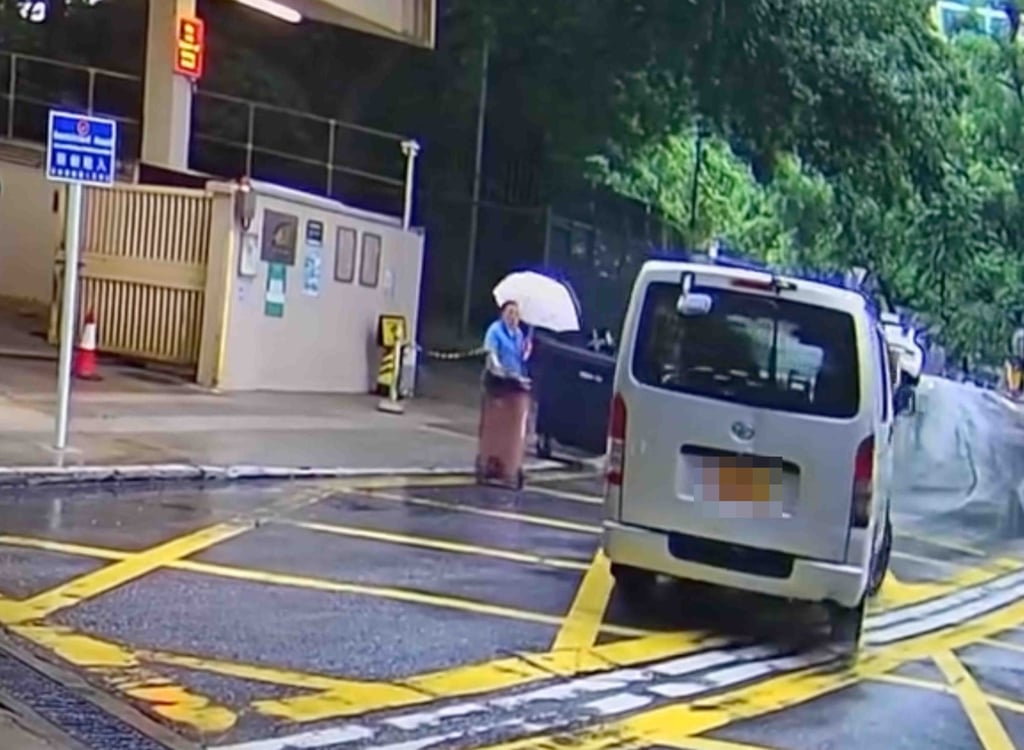 The woman was forced to jump out of the way of the van. Photo: Handout