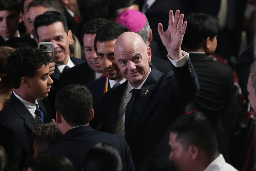Fifa President Gianni Infantino arrives for the inauguration of President Abelardo de la Espriella in Cali, Colombia, on Friday. Photo: AP