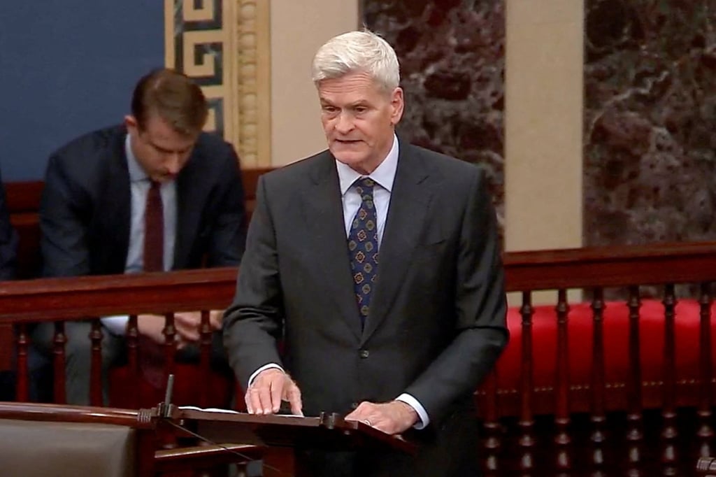 US Senator Bill Cassidy announces his decision to support the nomination of Acting Attorney General Todd Blanche to be attorney general in Washington on Friday. Photo: US Senate TV via Reuters
