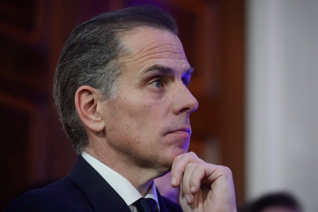 Hunter Biden listens while his father, US President Joe Biden, speaks during a Hanukkah reception at the White House in December 2024. Photo: AP