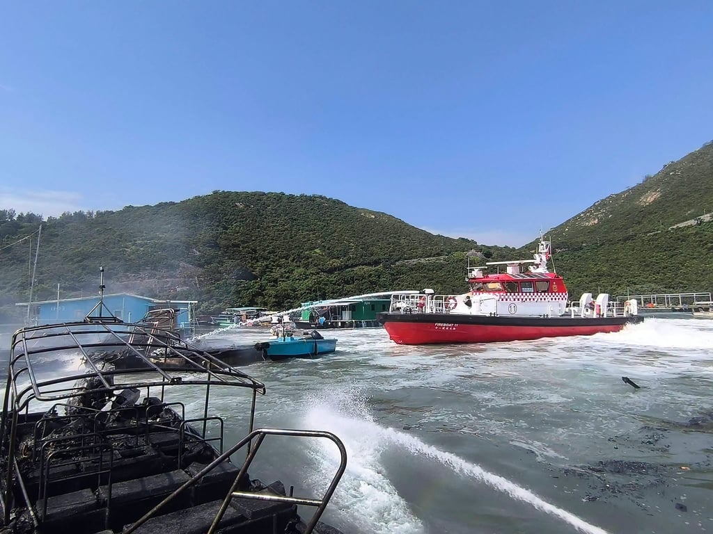 A photo shows the charred remains of one of the boats. Photo: Handout