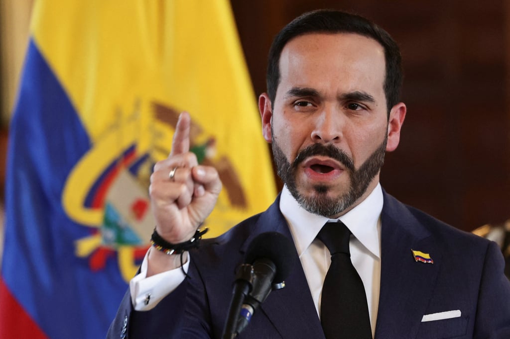 Colombia’s President Abelardo de la Espriella delivers a statement on earthquake recovery efforts at San Carlos Palace in Bogota, Colombia, on Wednesday. Photo: Reuters