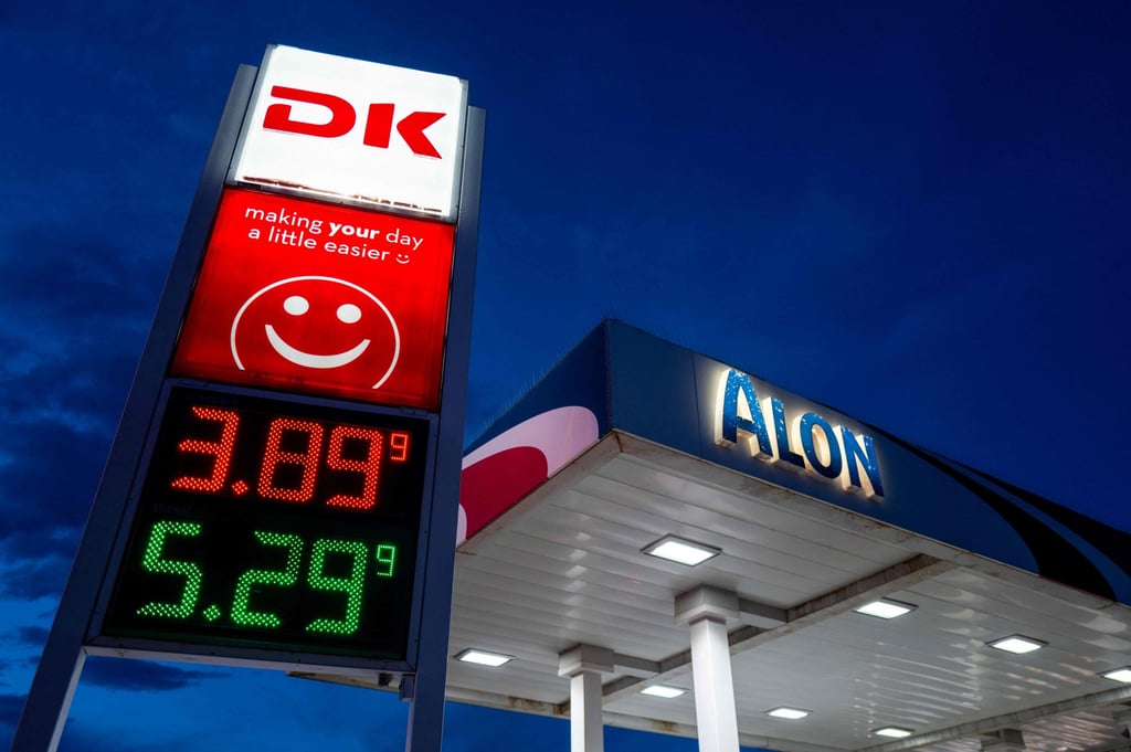 Prices are displayed at a petrol station in El Paso, Texas, on Thursday. Photo: AFP