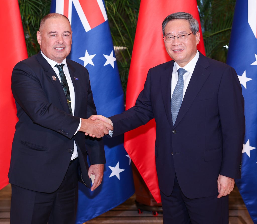 Chinese Premier Li Qiang hosts Cook Islands Prime Minister Mark Brown in Harbin on February 14, 2025. Photo: Xinhua