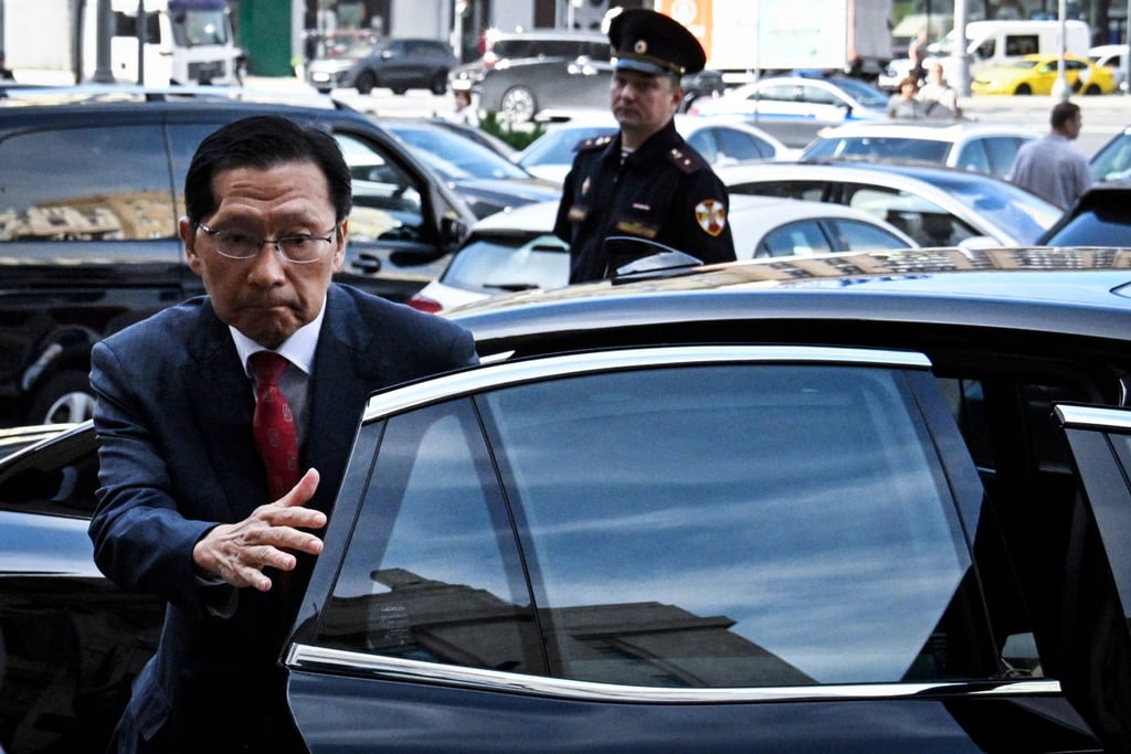 Akira Muto, Japan’s ambassador to Russia, arrives at the the foreign ministry in Moscow on Tuesday after being summoned over Japanese officials’ criticism of Putin’s Kuril Islands visit. Photo: AFP
