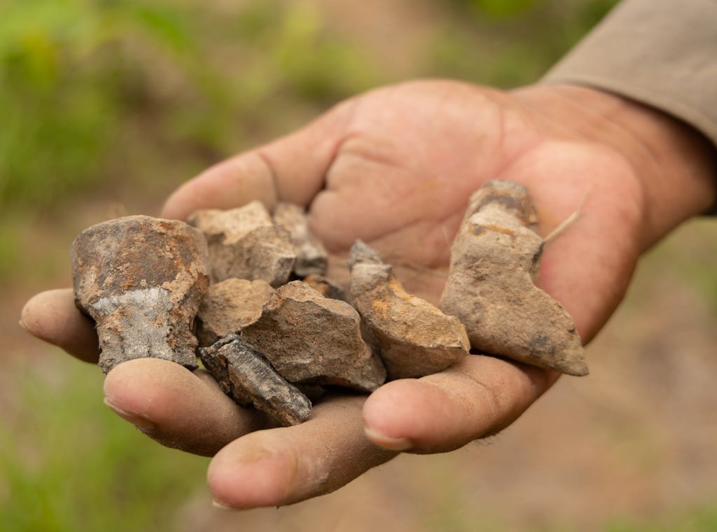 A deminer holds up the remnants of a destroyed landmine in Siem Reap, Cambodia, in July. Photo: AP