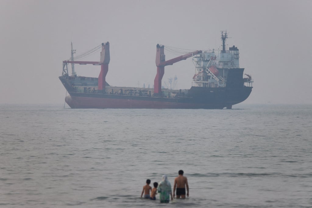 A vessel in the Strait of Hormuz near the beach of Bandar Abbas, Iran, in June. Photo: Reuters