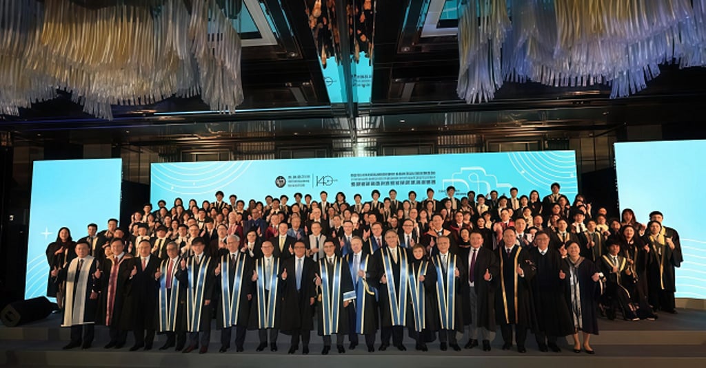 Pictured with JC Scholars and JC STEM Early Career Research Fellows are Club Chairman Michael Lee (front row, centre); keynote speaker Tsinghua University Chair Professor of AI Science and Dean of Institute for AI Industry Research (AIR) Zhang Yaqian (front row, 8th left); members of the Club’s Board of Stewards; Club management members and representatives of participating tertiary institutions.