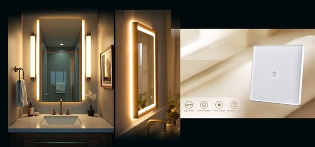 (Left) Smart LED Mirror - Essence Sanitary Wares Co., Limited 3E-C01 ; (Right) Wi-Fi Switch Range - Zhejiang Tao's Electric Co., Ltd 3E-D02
