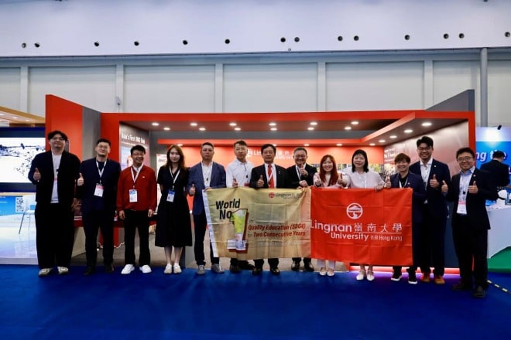 President S. Joe Qin (middle) attends the Times Higher Education (THE) Global Impact Rankings announcement at the Global Sustainable Development Congress in Jakarta, Indonesia. Lingnan University retains its global No. 1 in Quality Education, tops six SDGs in Hong Kong, and ranks among the top 100 globally for seven SDGs.