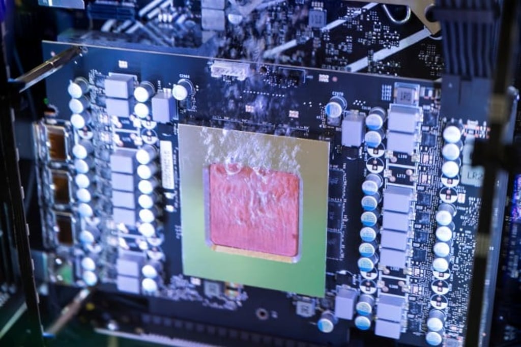 A two-phase immersion cooling system developed by ASTRI, already deployed on 10 servers at a government department facility for over a year, achieving energy savings of more than 20 per cent.