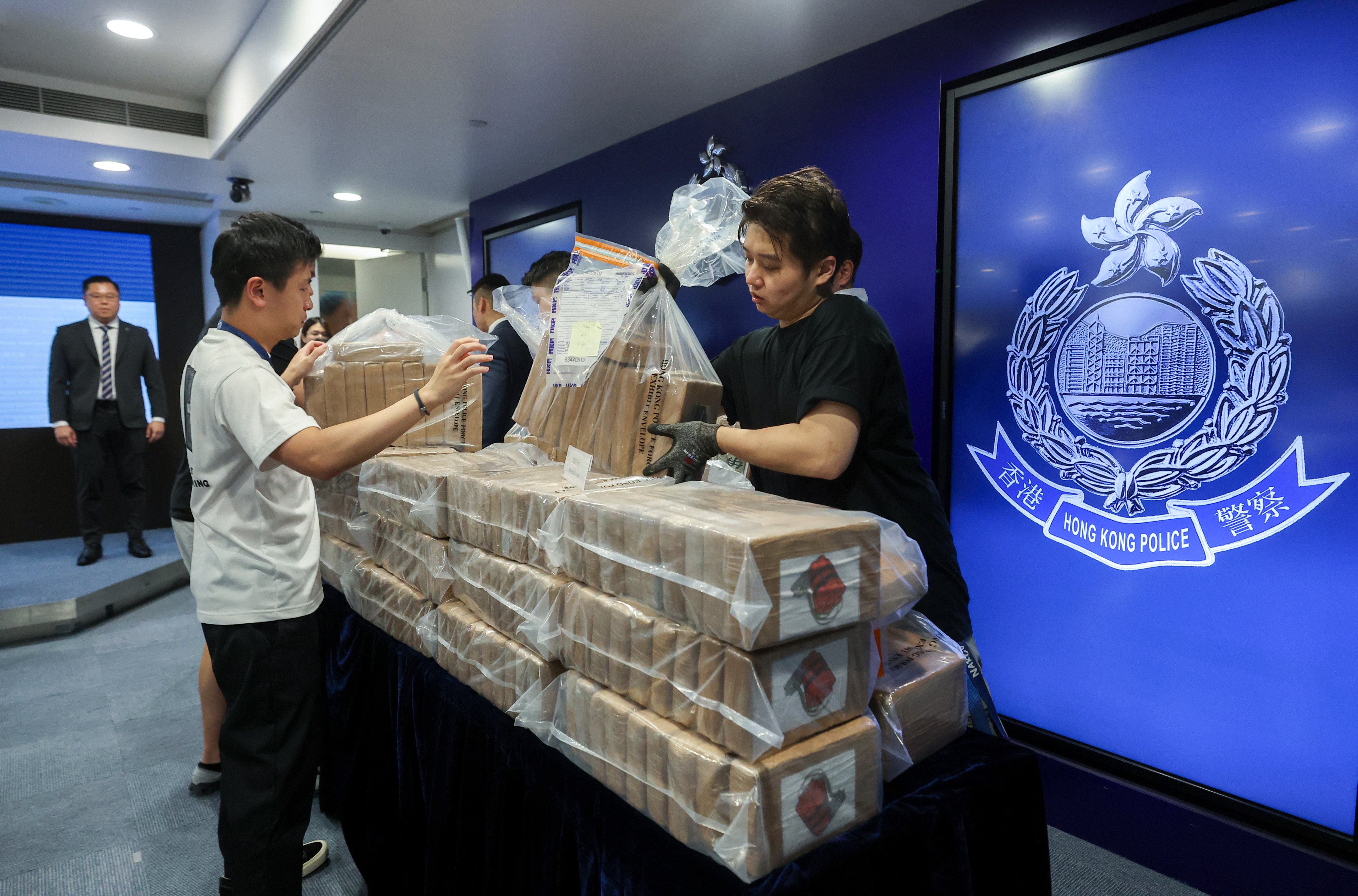 The narcotics bureau seized 241kg of suspected cocaine with an estimated market value of HK$180 million during the operation. Photo: Edmond So