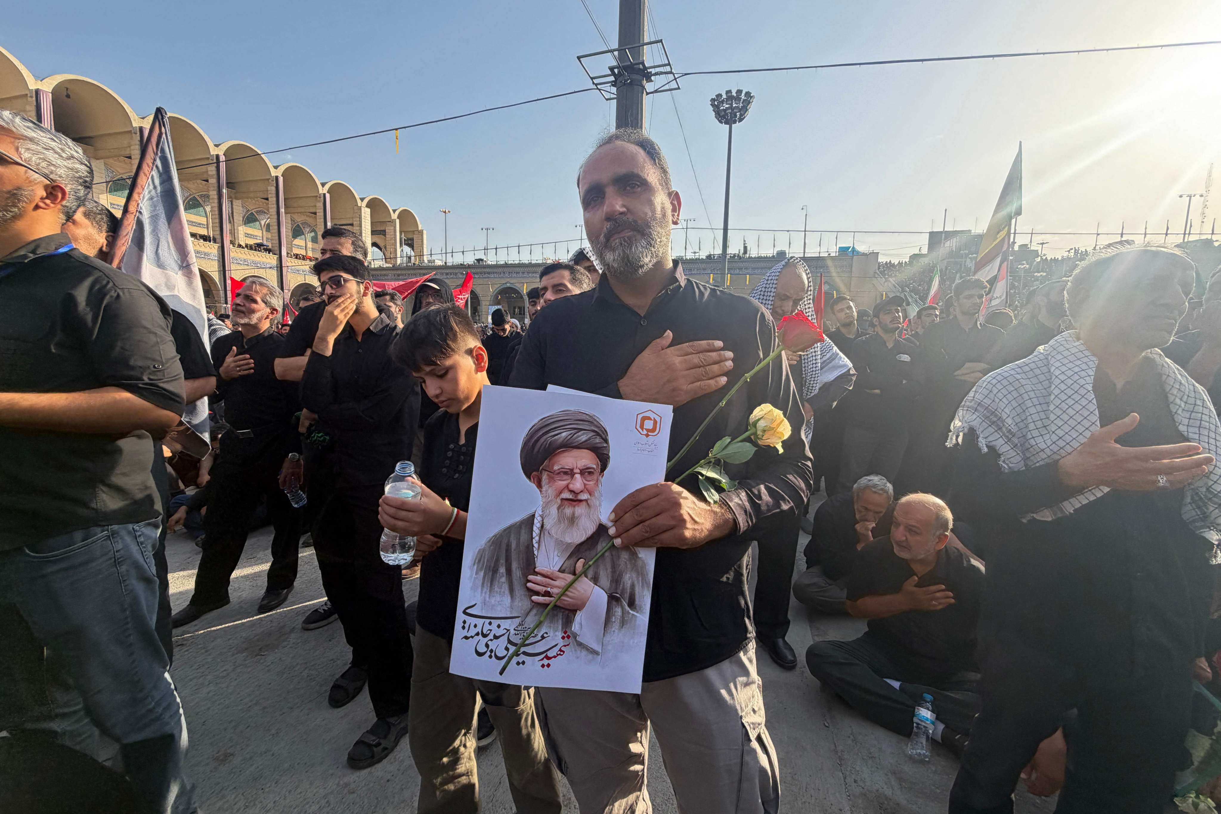 Mourners gather at the Grand Mosalla to pay their final respects to Iran’s slain supreme leader Ali Khamenei at the start of his funeral ceremonies in Tehran on Saturday. Photo: AFP