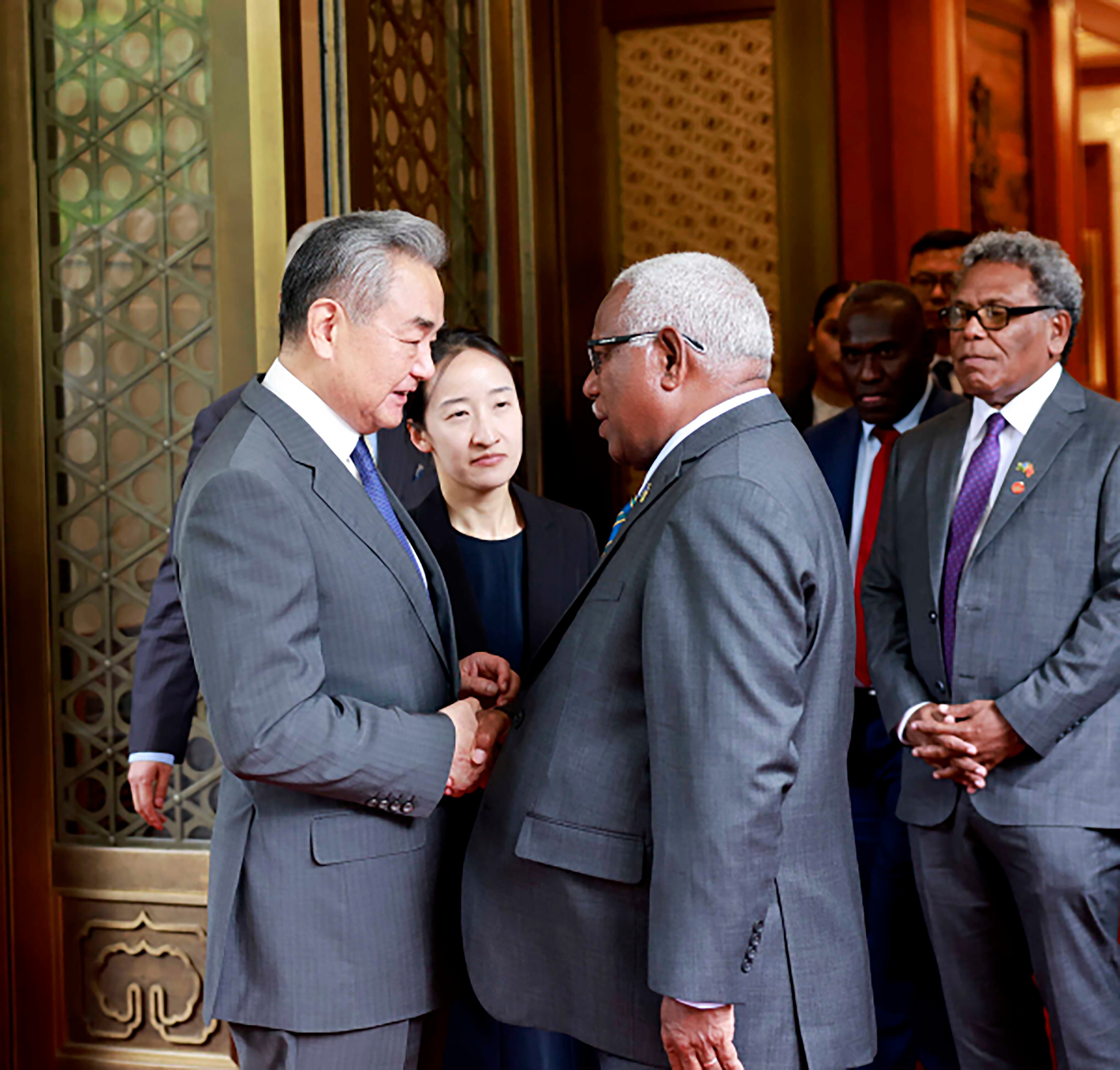 Chinese Foreign Minister Wang Yi held talks in Beijing with Rick Houenipwela, Minister of Foreign Affairs and Foreign Trade of the Solomon Islands. The Solomons is seen as having some of the closest ties with Beijing among Pacific nations. Photo: China’s Ministry of Foreign Affairs