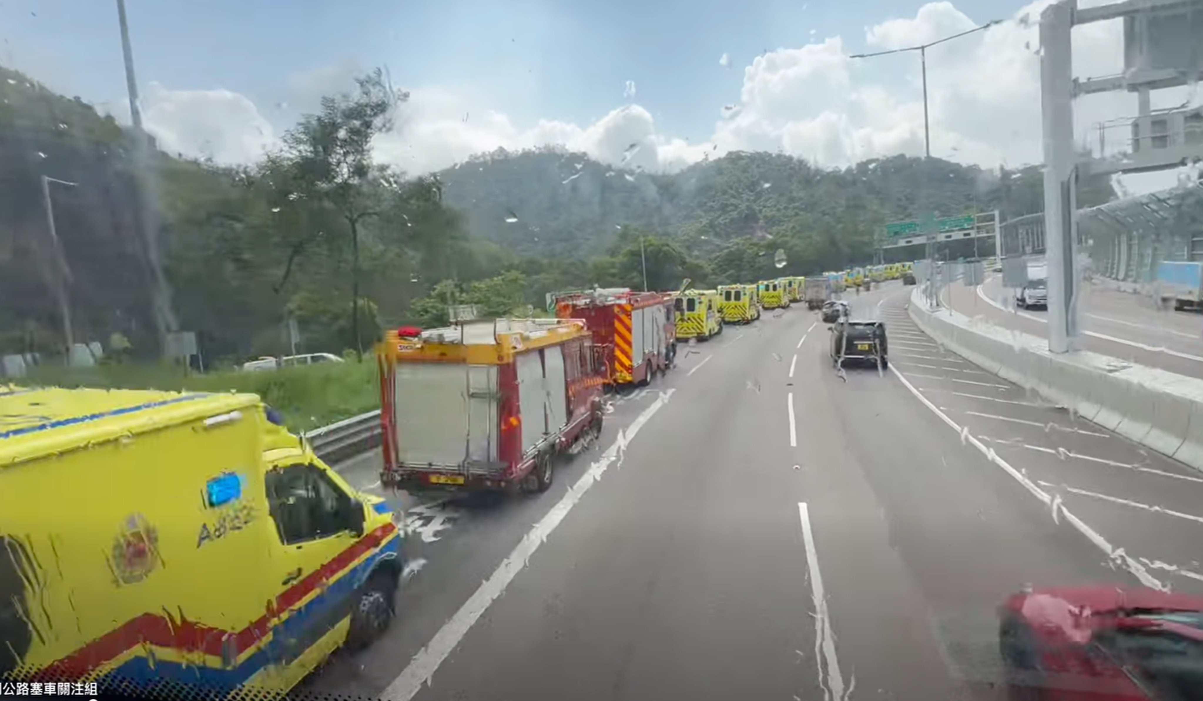 Police said most were hurt by a glass panel inside the bus. Photo: Handout