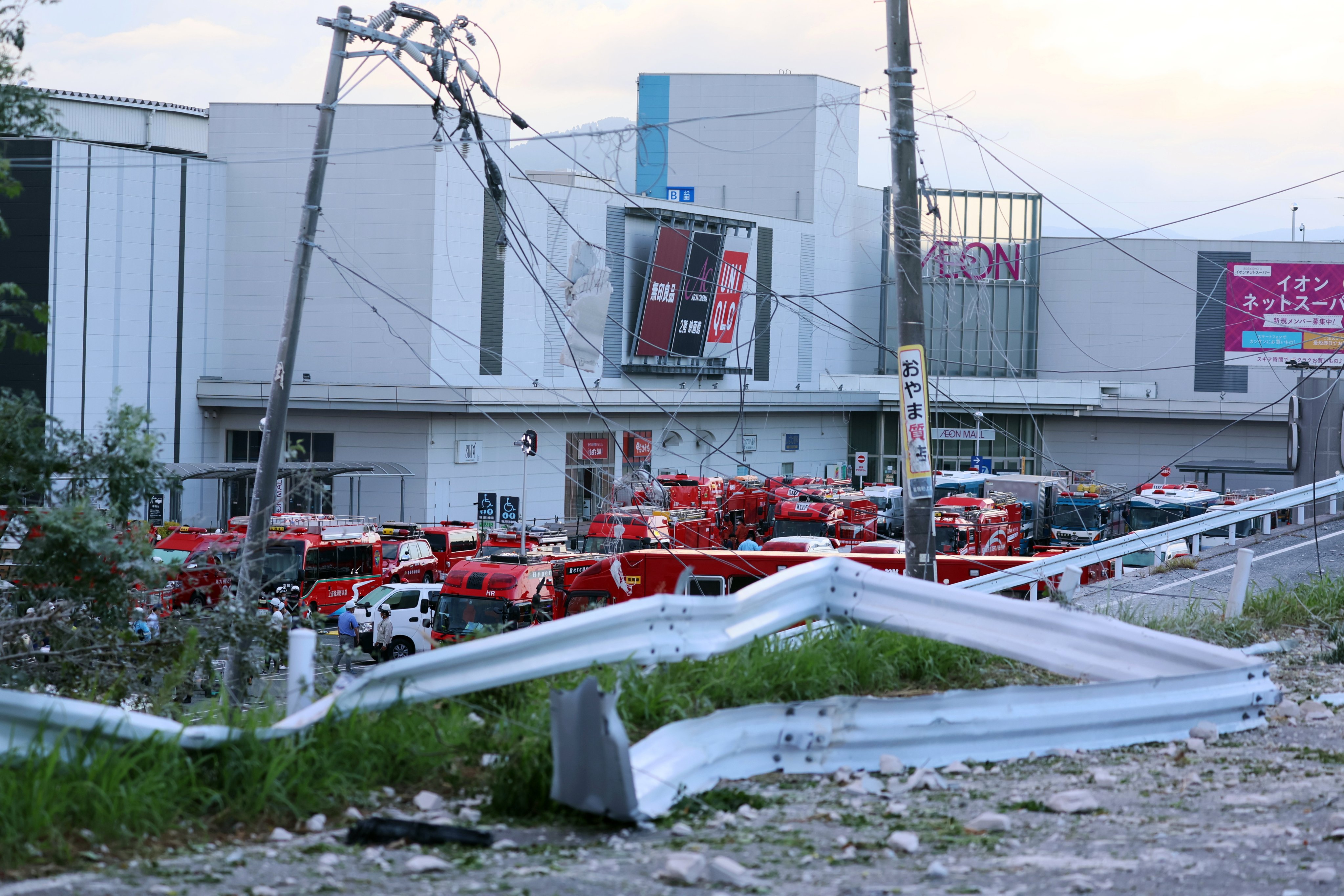 A shopping centre is left damaged in the aftermath of the quake. Photo: EPA/Jiji Press
