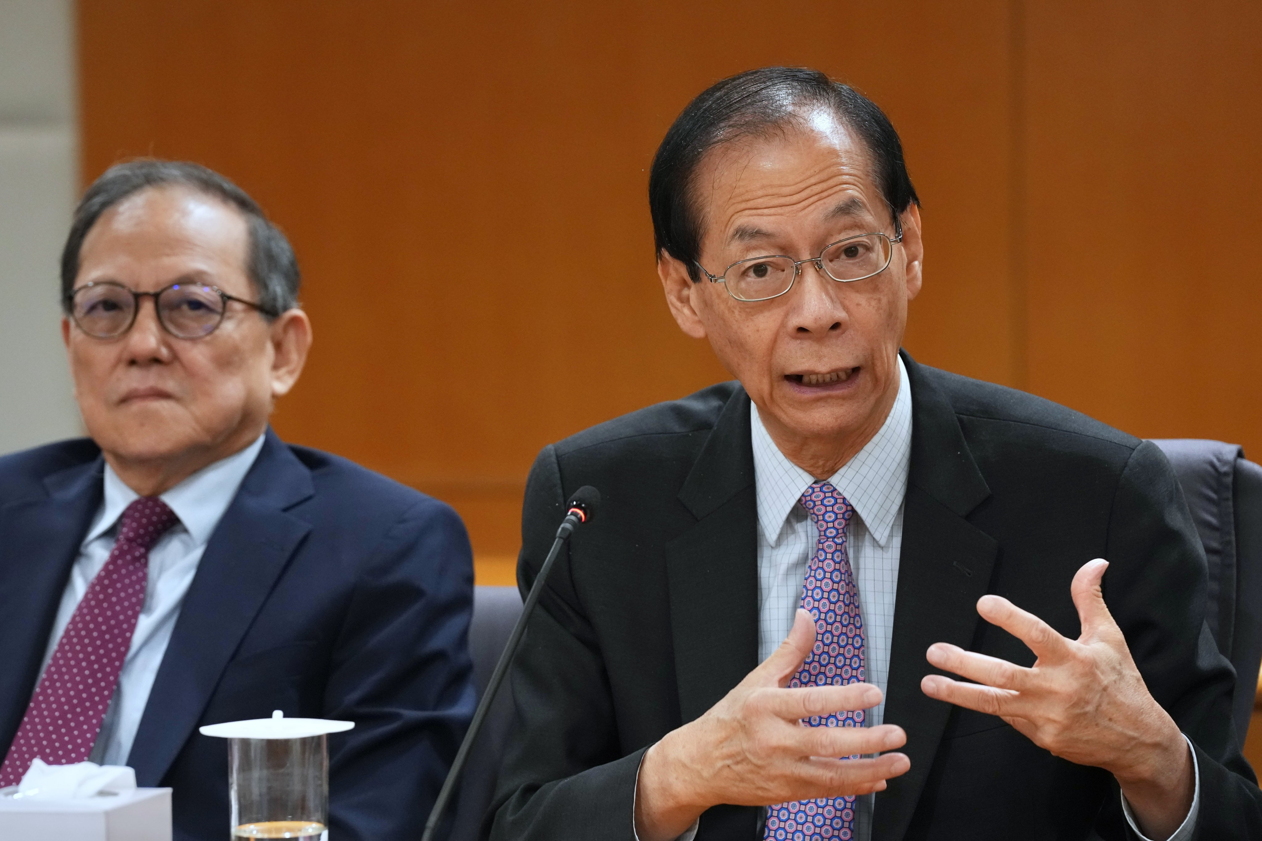Professor Timothy Tong (right), with University Grants Committee secretary-general James Tang Tuck-hong, reveals the latest funding. Photo: Karma Lo