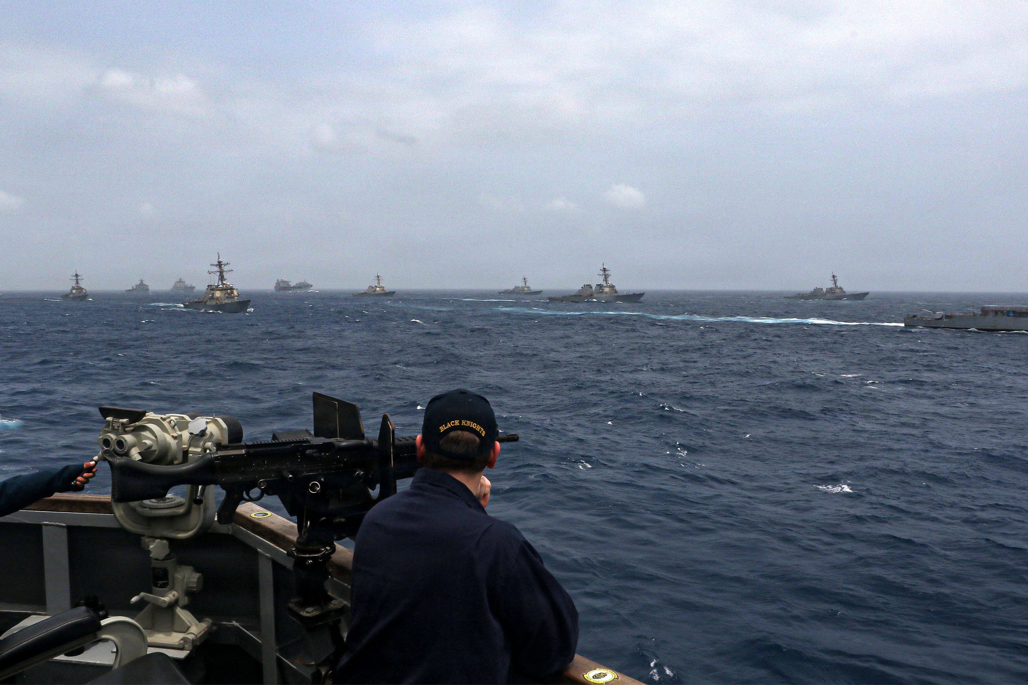 Despite multiple rounds of negotiations and failed attempts at ceasefires, vessels continue to face challenges sailing along the narrow waterway, with some even coming under attack. Photo: US Navy via AFP