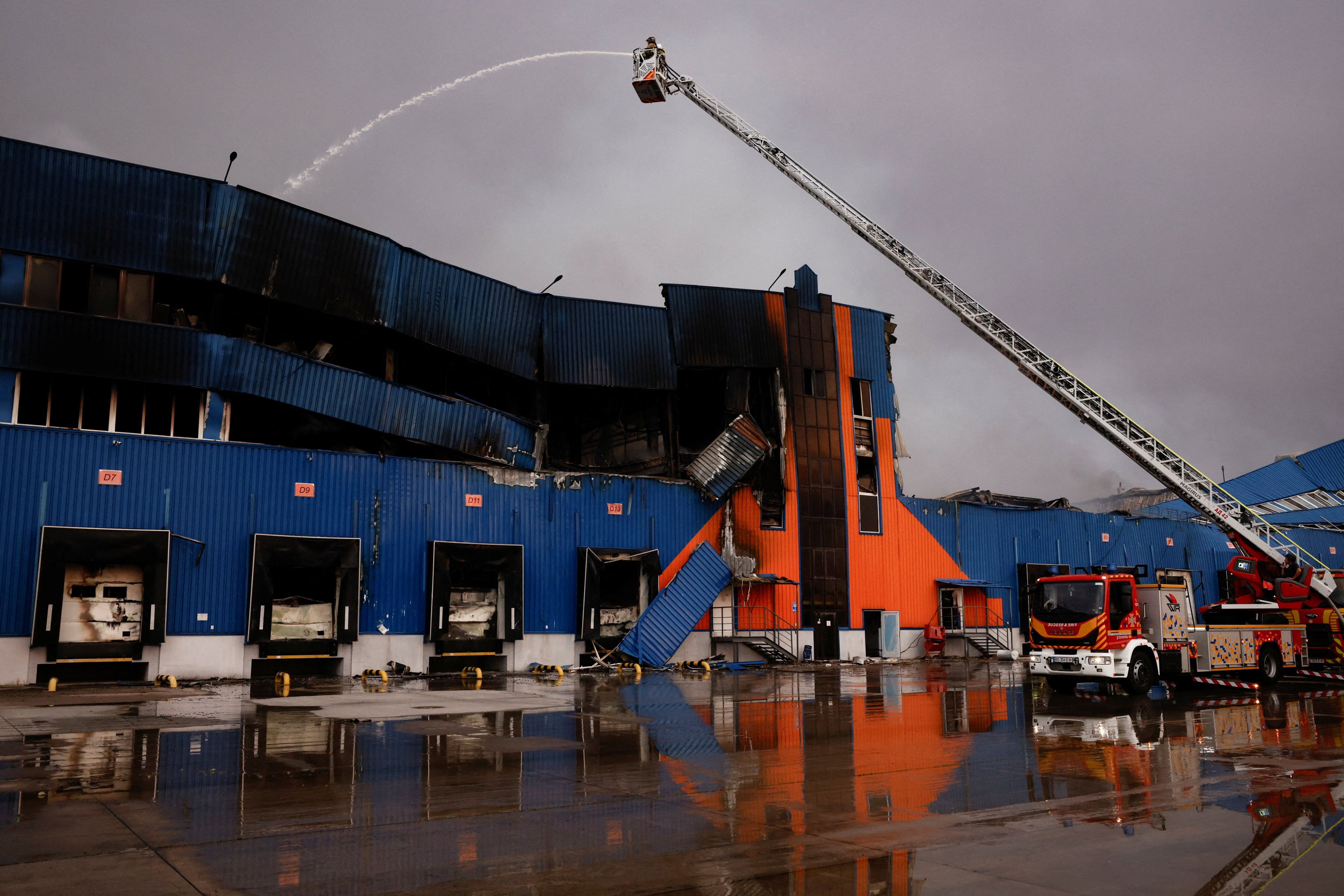 A logistics hub of the Ukrainian online retailer, Rozetka, after it was struck. Photo: Reuters