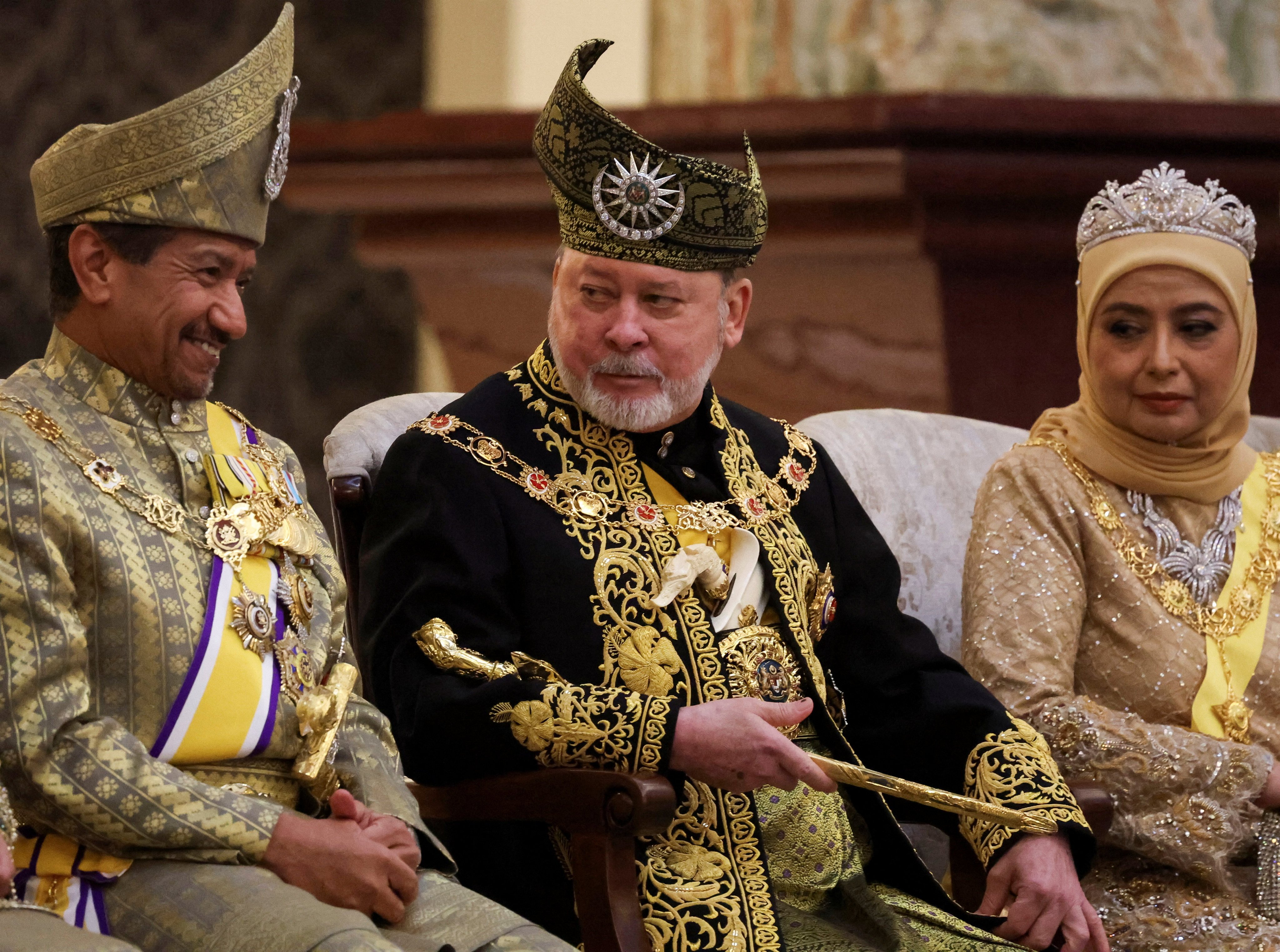 The Malaysian king, Sultan Ibrahim Sultan Iskandar (centre), attends his coronation at the National Palace in Kuala Lumpur in 2024. Photo: Reuters