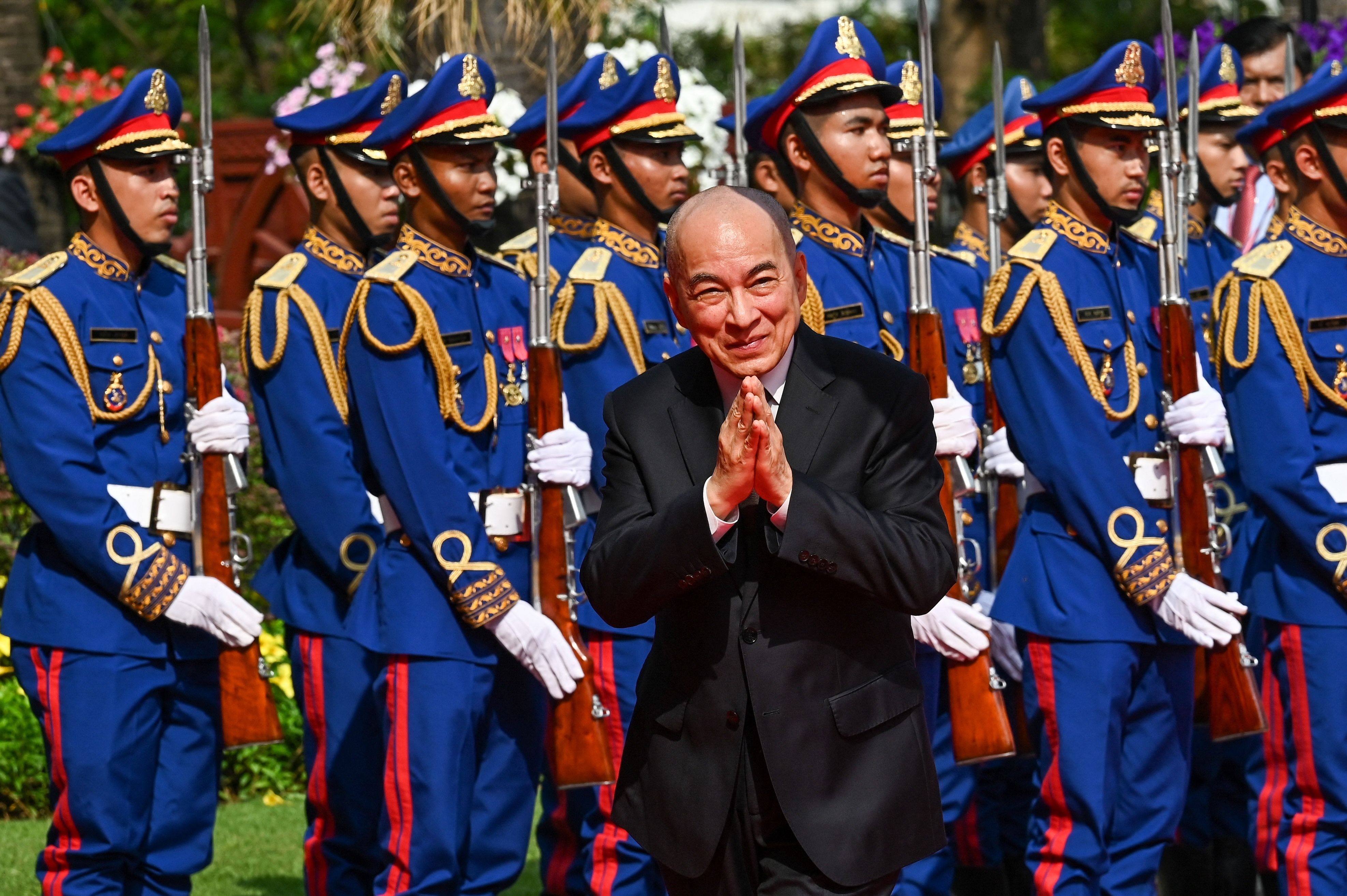 Cambodia’s King Norodom Sihamoni arrives for the first meeting of the Senate in Phnom Penh in 2024. Photo: AFP