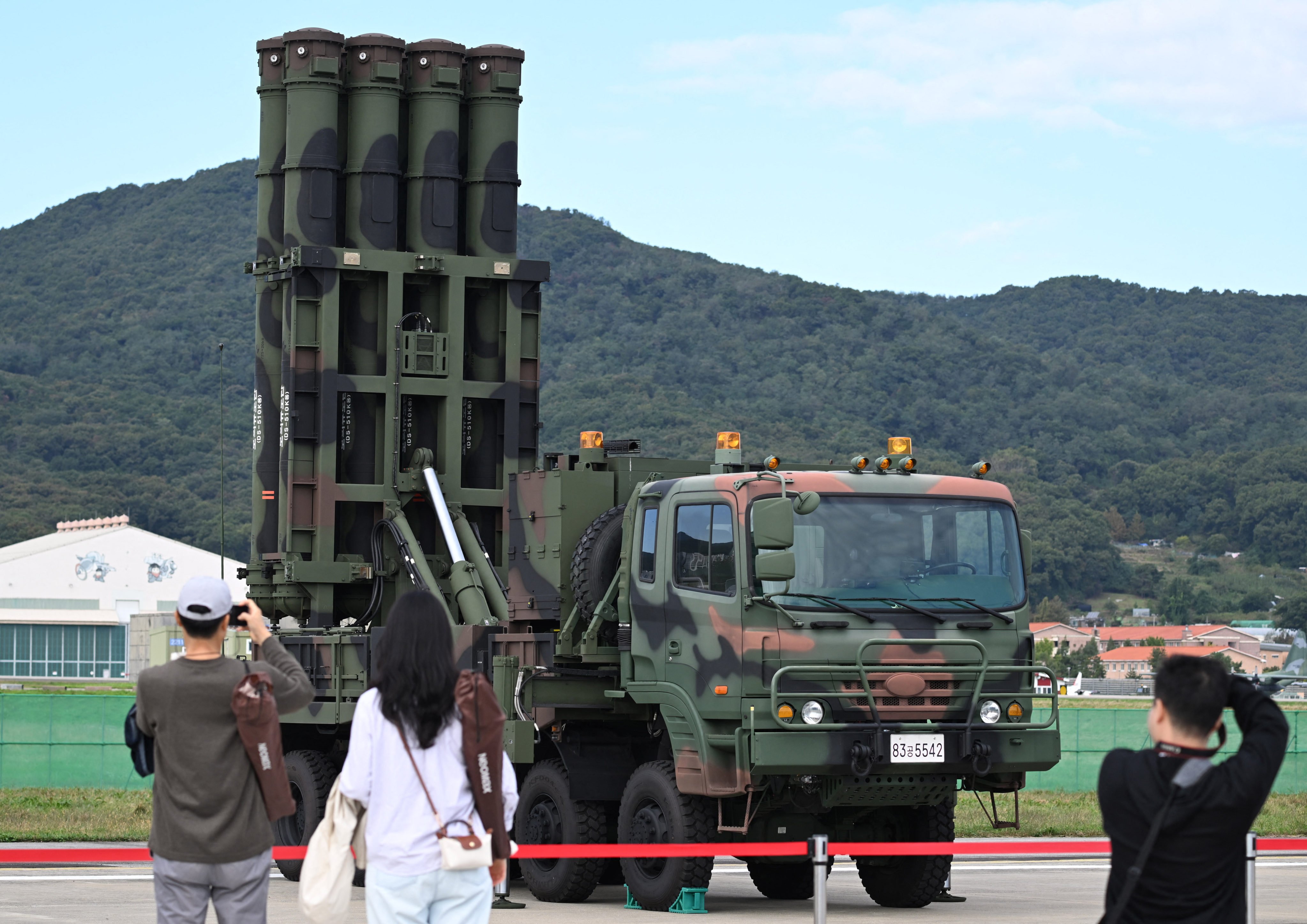 The KM-SAM Cheongung missile system on display during the Seoul International Aerospace and Defence Exhibition in Seongnam last year. Photo: AFP