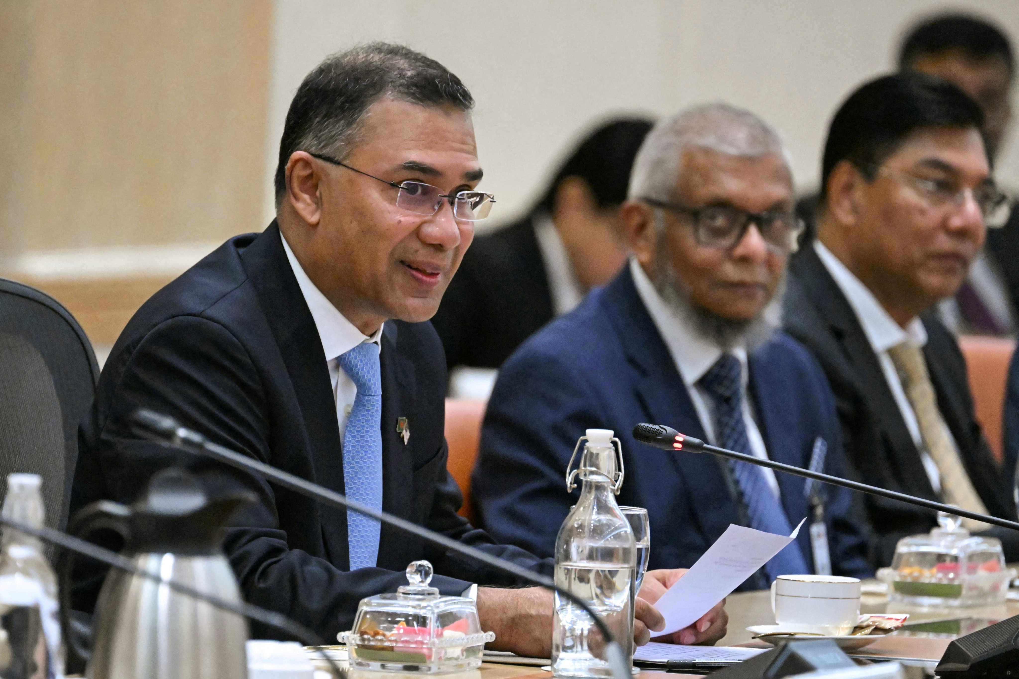 Bangladesh’s Prime Minister Tarique Rahman attends a meeting with Malaysia’s Prime Minister Anwar Ibrahim (not pictured) at the Federal Government office ‘Perdana Putra’ in Putrajaya, Malaysia, on June 22. Photo: Reuters