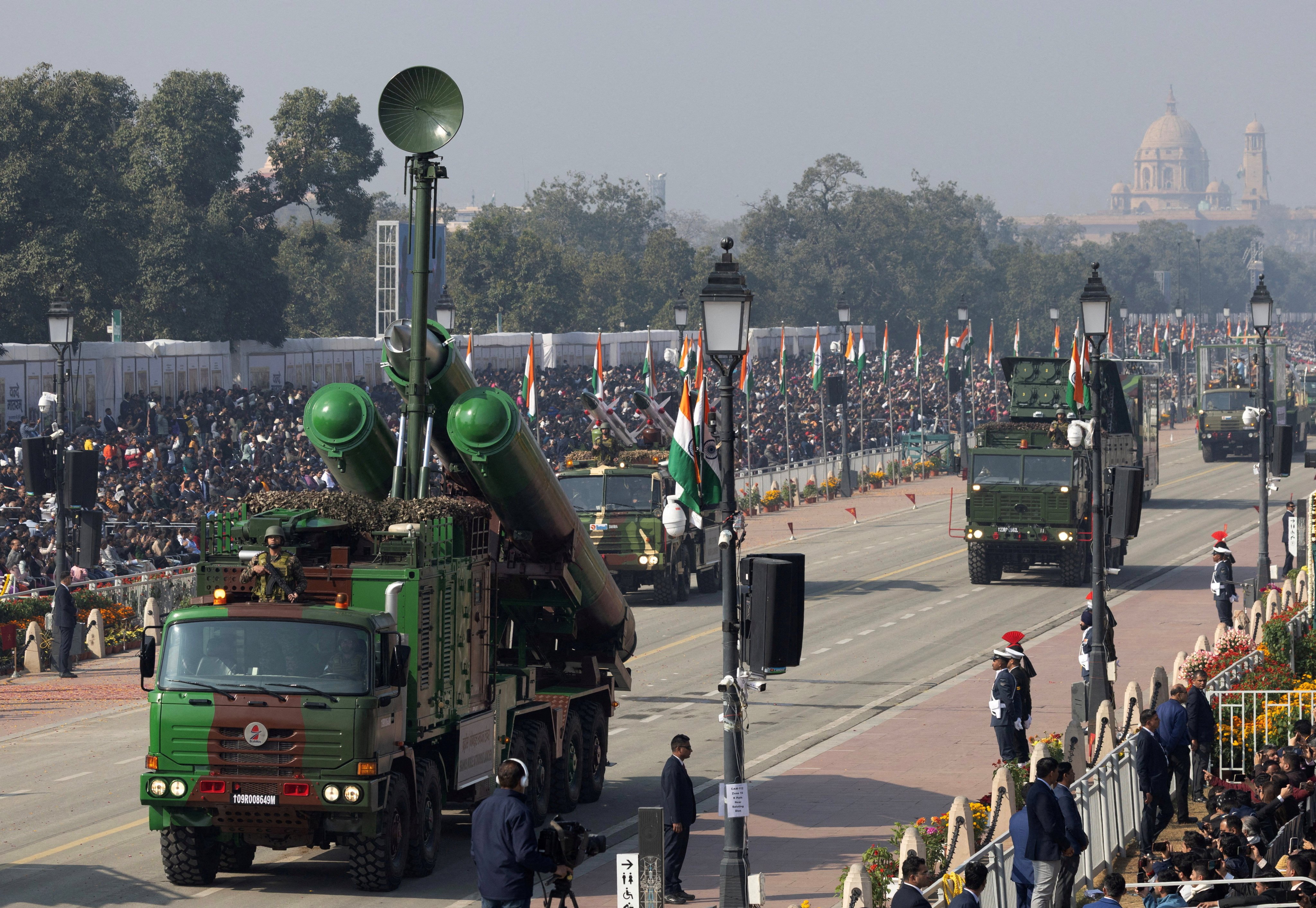 The Indian Army’s BrahMos missile launcher on display during the Republic Day parade in New Delhi on January 26. Photo: Reuters