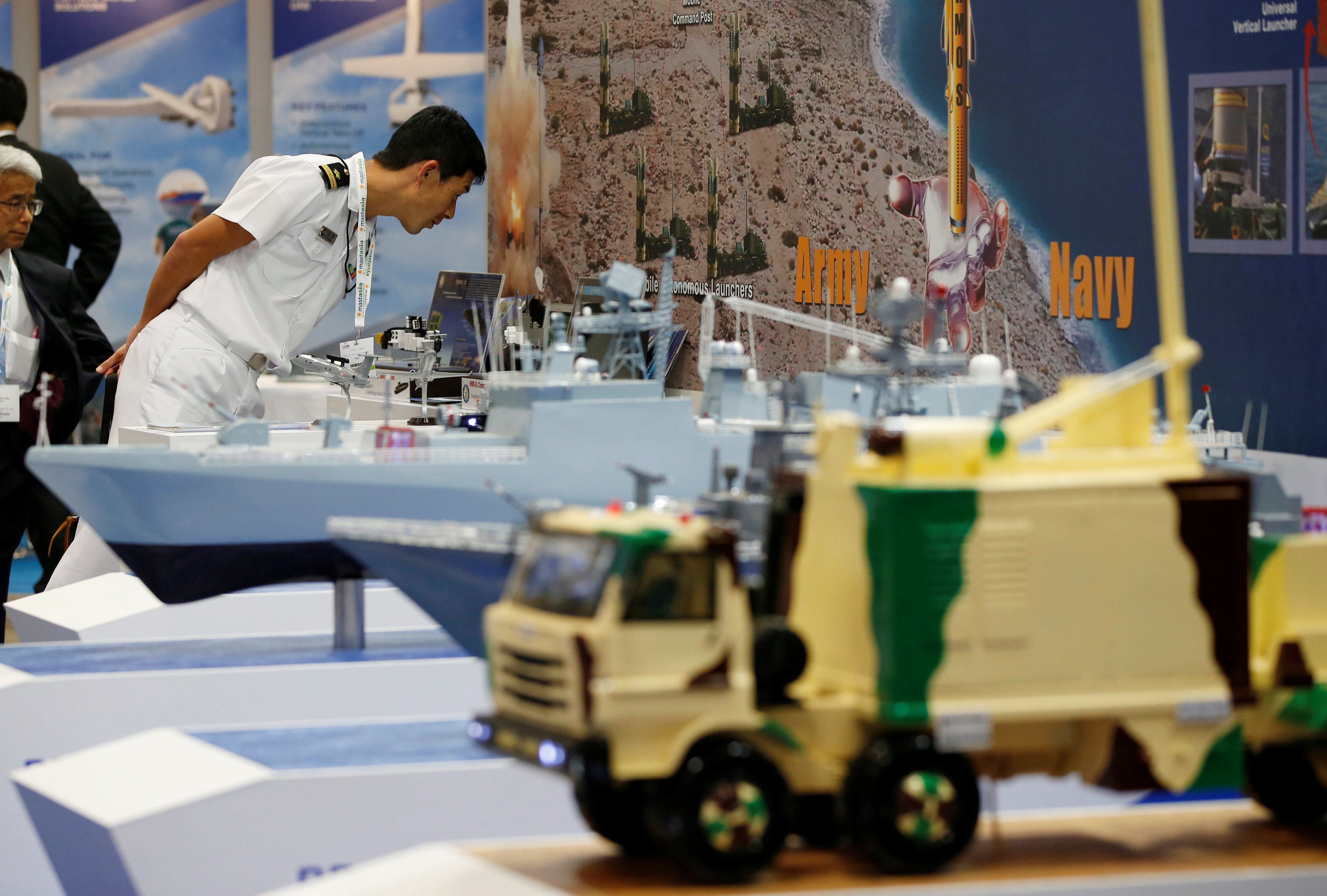 A visitor views India’s BrahMos’ booth at a maritime event in Chiba, Japan, in 2017. Photo: Reuters