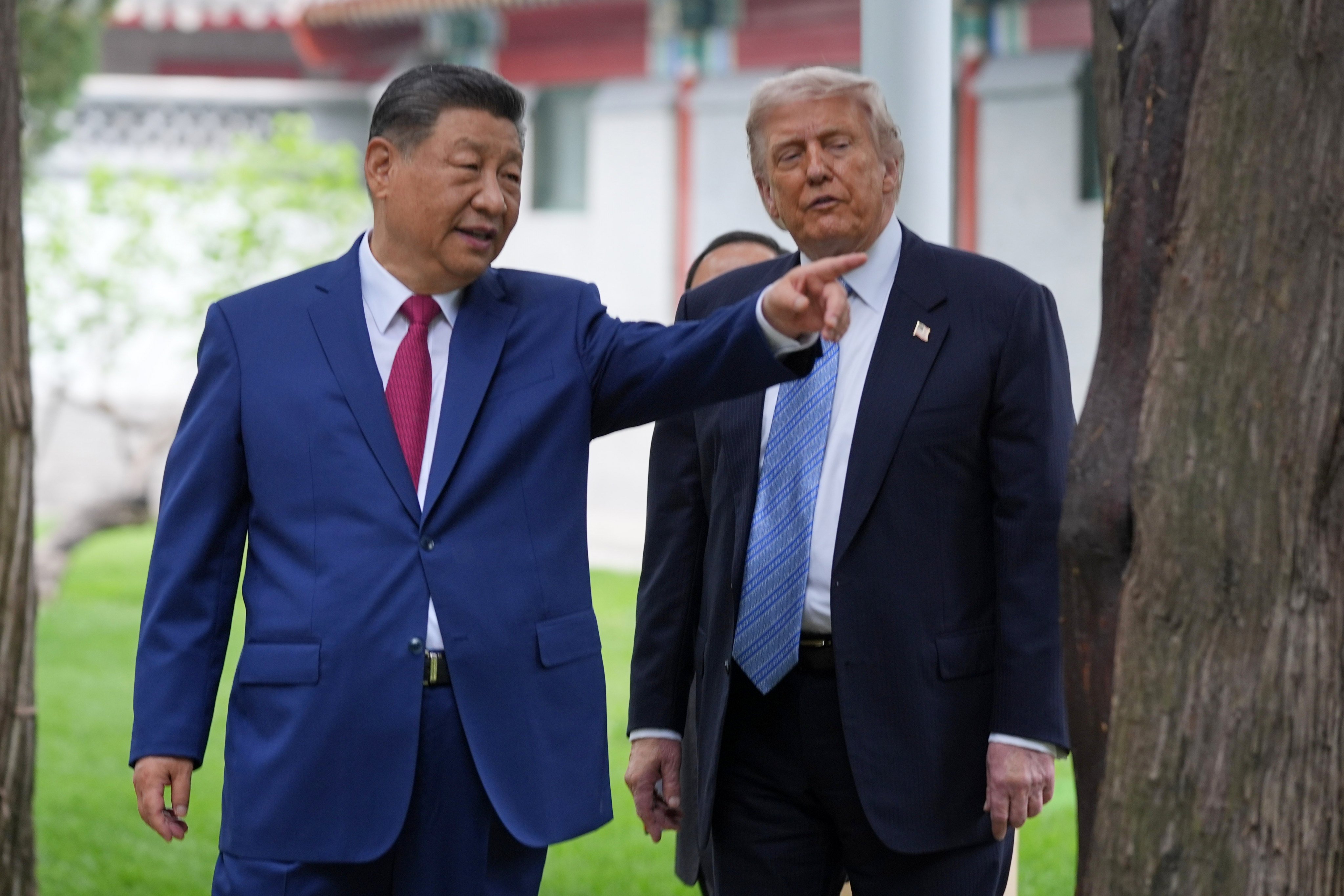 President Donald Trump talks with China’s President Xi Jinping at the Zhongnanhai leadership compound, May 15, 2026, in Beijing. Photo: AP