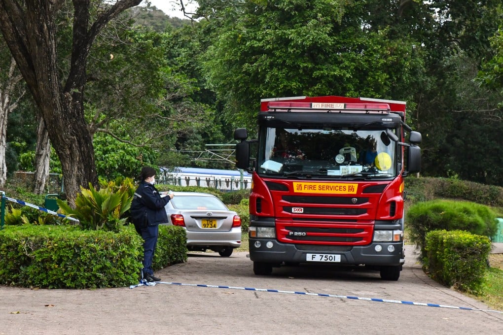An investigation is underway after a partially charred body was discovered near a lake on Lantau Island. Photo: Handout