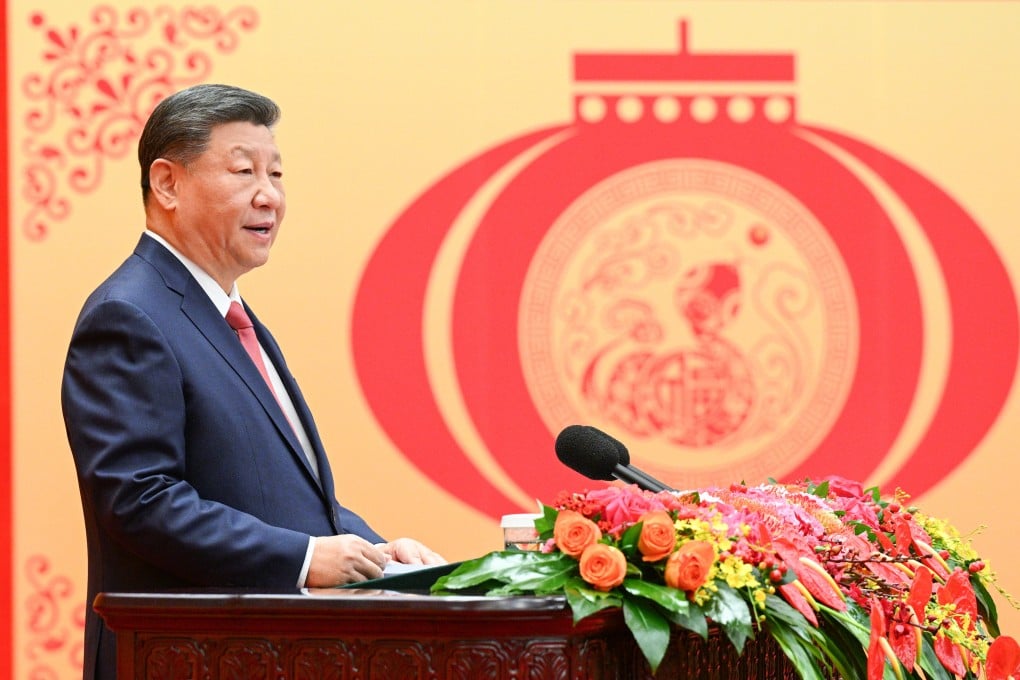 Chinese President Xi Jinping delivers a Lunar New Year address on Monday. Photo: Xinhua