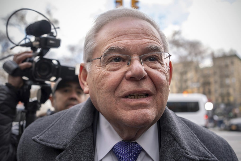 Former US senator Bob Menendez arrives at federal court in New York on Wednesday. Photo: AP