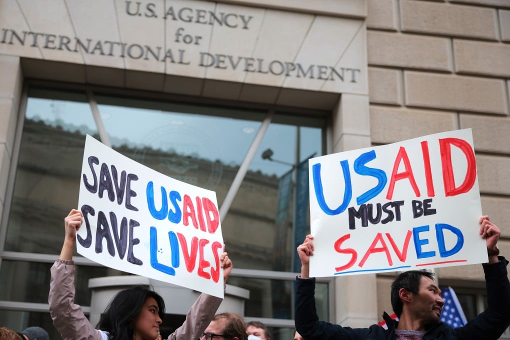 Protesters gather outside the USAID headquarters in Washington on February 3. Photo: TNS