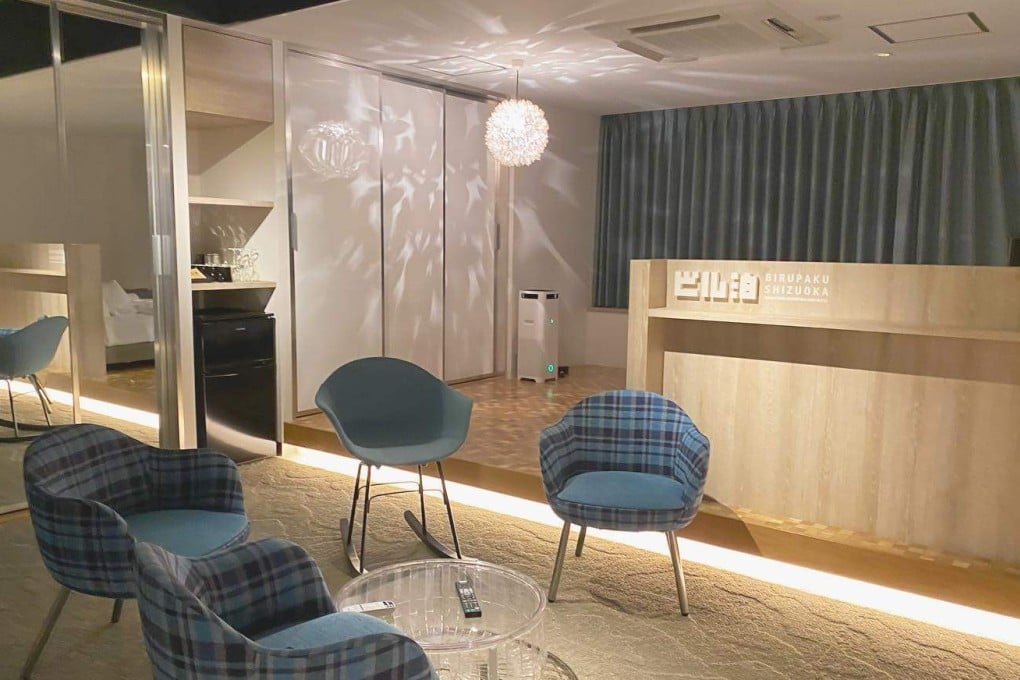 The lobby of an unused commercial space that has been converted into guest accommodation in Shizuoka, Japan. Photo: Instagram/marii_bros