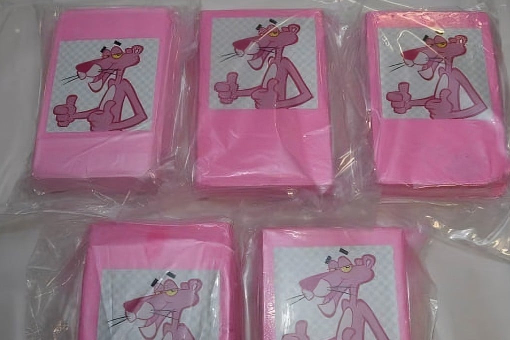 Packets of ‘pink cocaine’ – a cocktail of illegal drugs such as ketamine, MDMA, methamphetamine that often contains no cocaine – which have been seized by police in Australia. Photo: Australian Federal Police