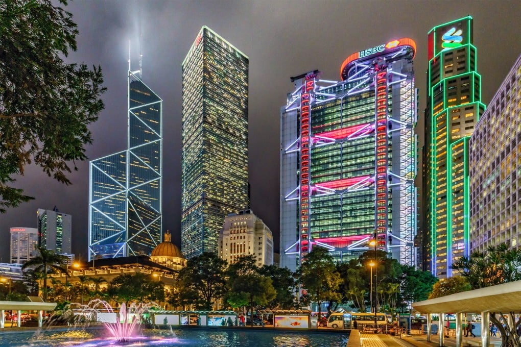 Hong Kong night cityscape of Central District with Bank of China Tower, Cheung Kong Centre, HSBC Main Building and Standard Chartered Bank. Photo: Shutterstock