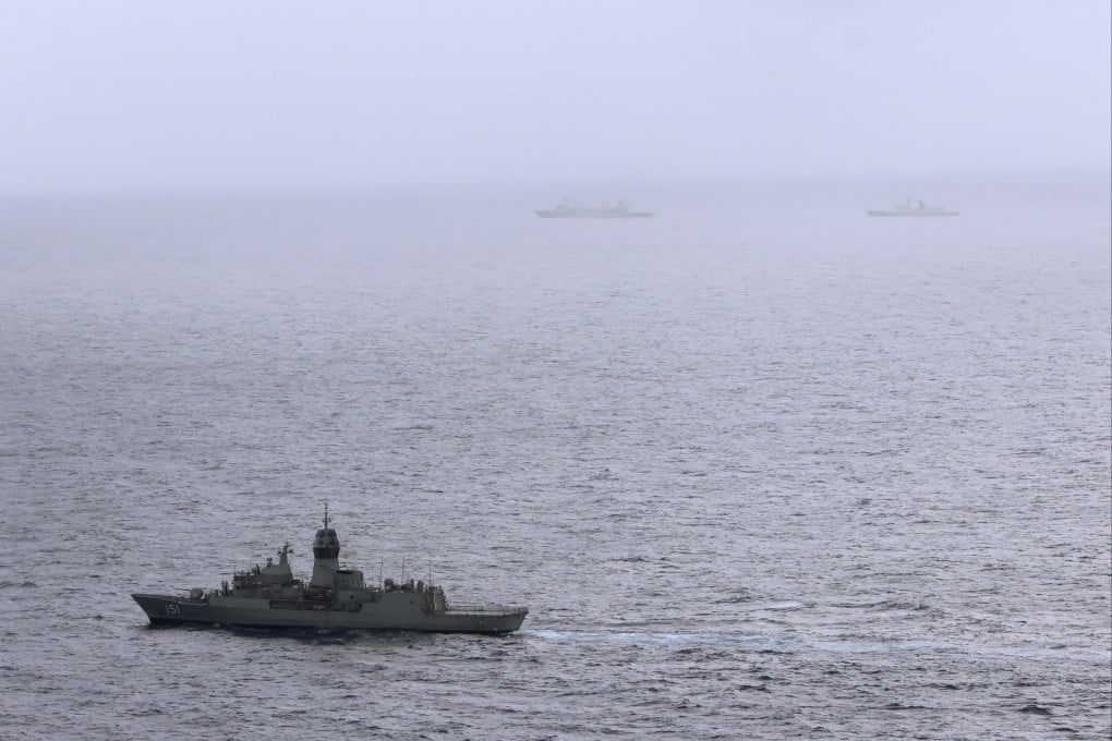 An Australian ship shadows the Chinese vessels in the Tasman Sea on February 13. Photo: Australian Defence Force via AP