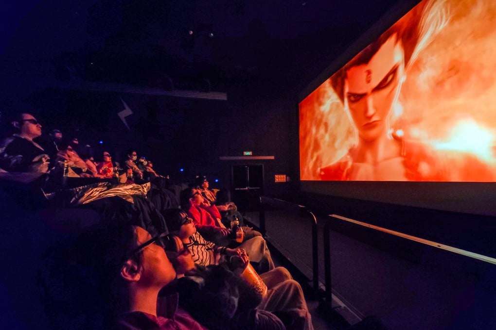 Audience members watch the 4D version of Ne Zha 2 in a cinema in Beijing’s Dongcheng district on February 17. Photo: Xinhua