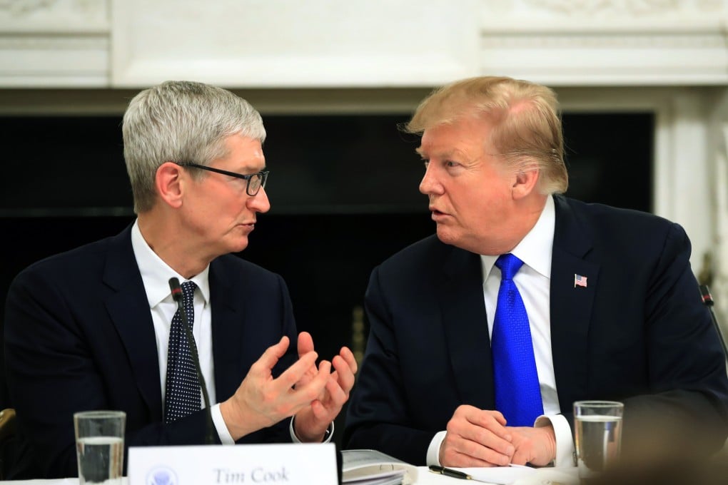 President Donald Trump and Apple CEO Tim Cook. File photo: AP