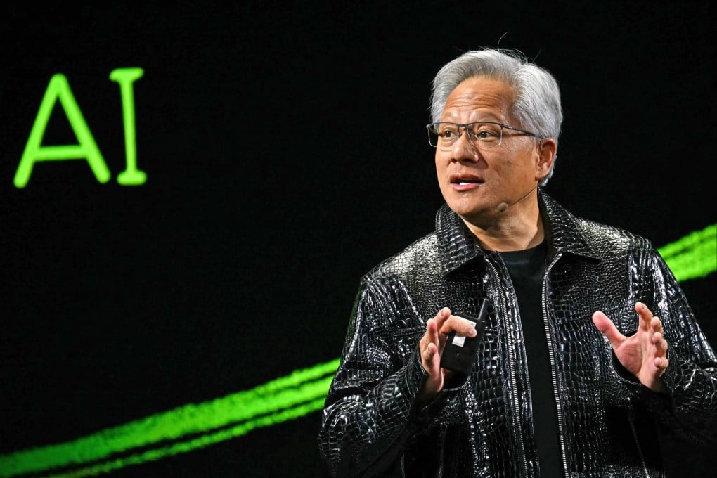 Nvidia CEO Jensen Huang delivers a keynote address at the Consumer Electronics Show in Las Vegas last month. Photo: AFP
