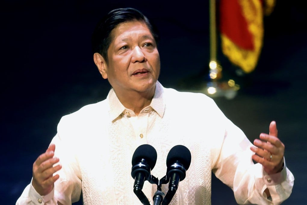 Philippine president Ferdinand Marcos Jnr speaks during an event honoring Filipino artists inside a theatre in Manila, Philippines on February 20, 2024. Photo: EPA-EFE