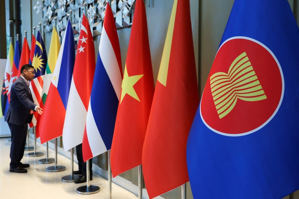 The Asean flag is seen alongside the flags of member countries ahead of the Asean Foreign Ministers’ Retreat in Langkawi, Malaysia, on January 17. Photo: Reuters